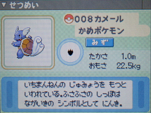 カメール プラチナ ポケモンずかん