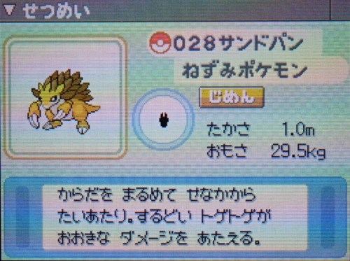サンドパン プラチナ ポケモンずかん