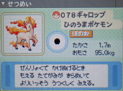 ギャロップ プラチナ ポケモンずかん