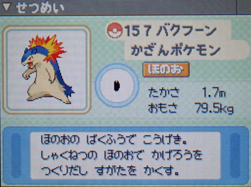 バクフーン プラチナ ポケモンずかん