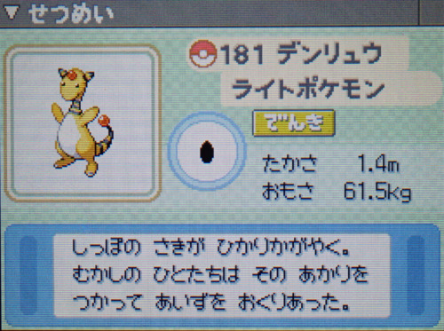 デンリュウ プラチナ ポケモンずかん