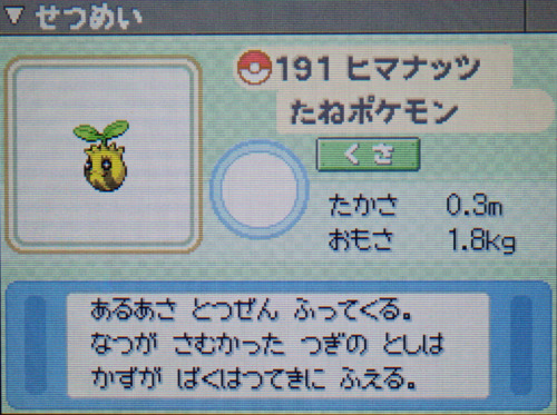 ヒマナッツ プラチナ ポケモンずかん