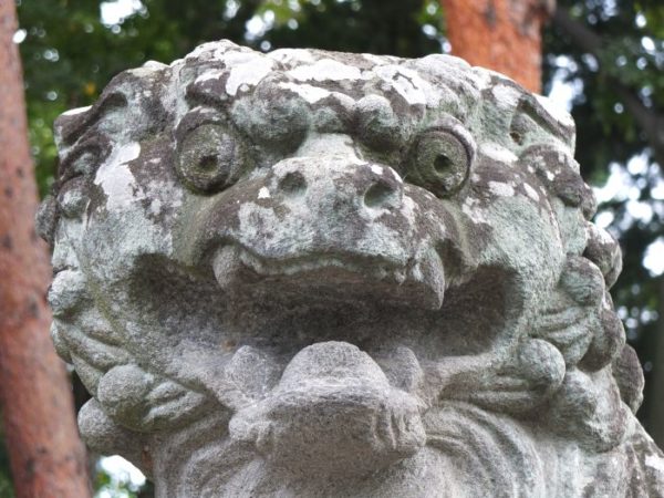 甲府市・住吉神社のギョロ目狛犬
