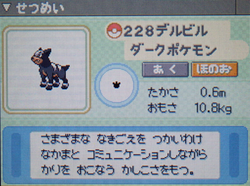 デルビル プラチナ ポケモンずかん