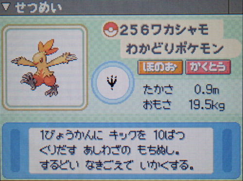ワカシャモ プラチナ ポケモンずかん