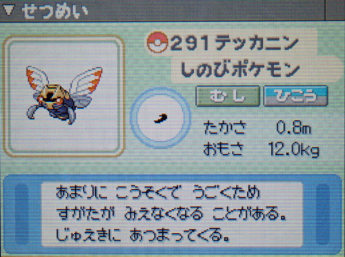 テッカニン プラチナ ポケモンずかん