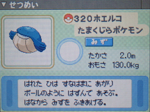 ホエルコ プラチナ ポケモンずかん