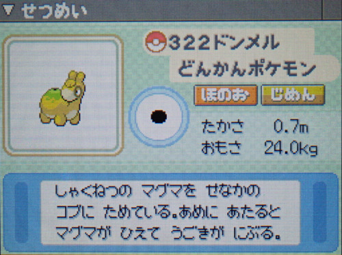 ドンメル プラチナ ポケモンずかん