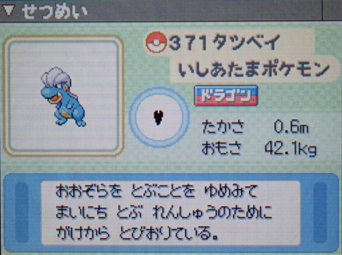 タツベイ プラチナ ポケモンずかん