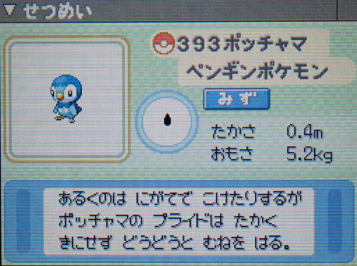 ポッチャマ プラチナ ポケモンずかん