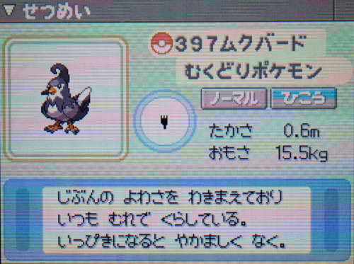 ムクバード プラチナ ポケモンずかん