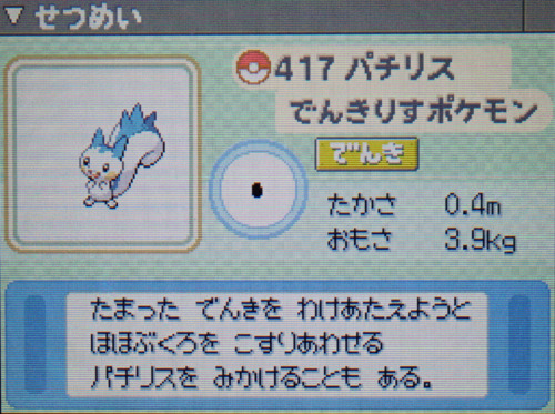 パチリス プラチナ ポケモンずかん