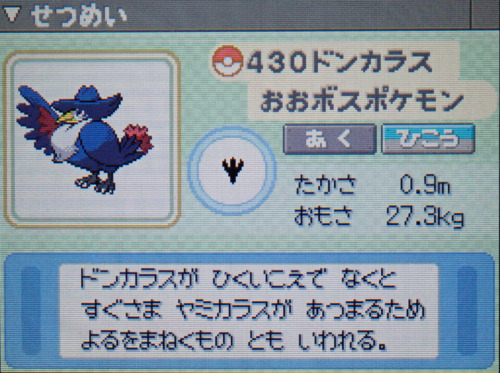 ドンカラス プラチナ ポケモンずかん