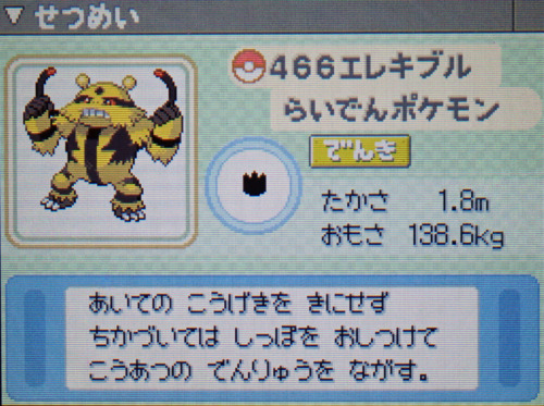 エレキブル プラチナ ポケモンずかん